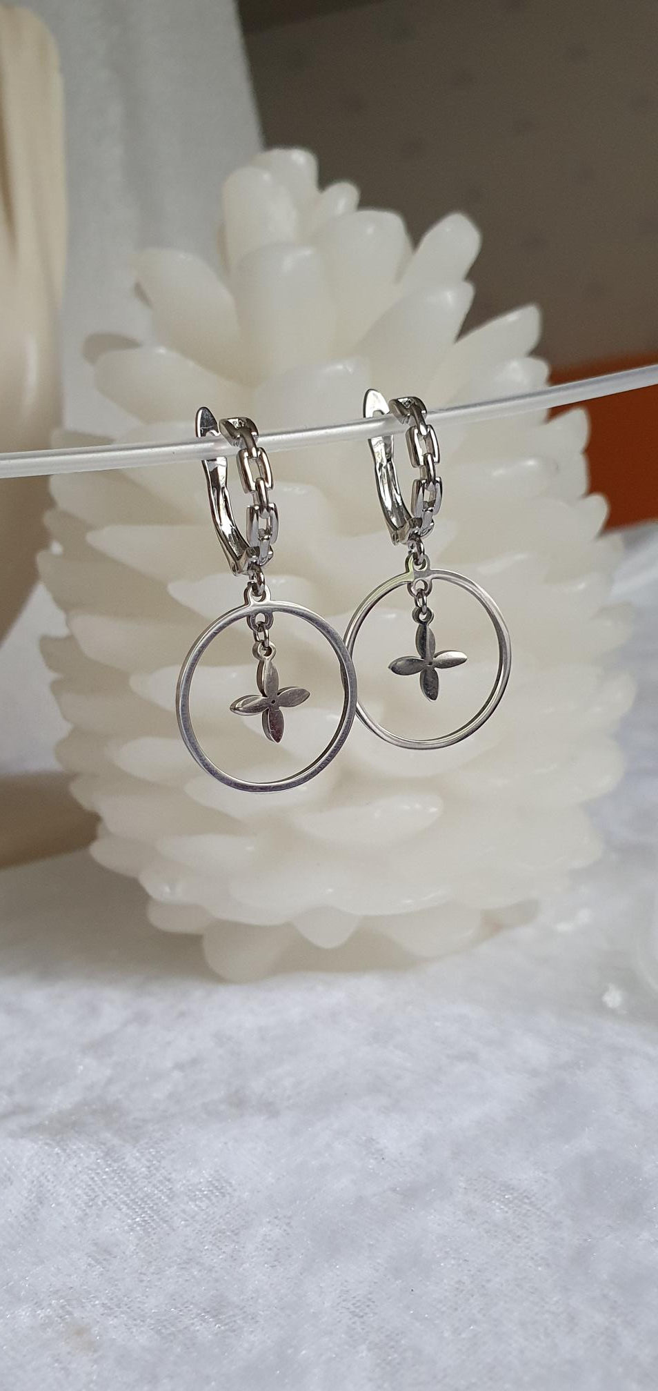 Boucles d'oreilles argent et pendentifs acier argent