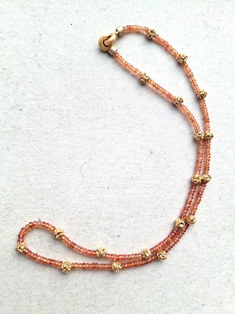 Thumbnail: Amber Coloured Sapphire Beads & 22K Gold Plated Sterling Silver Nuggets