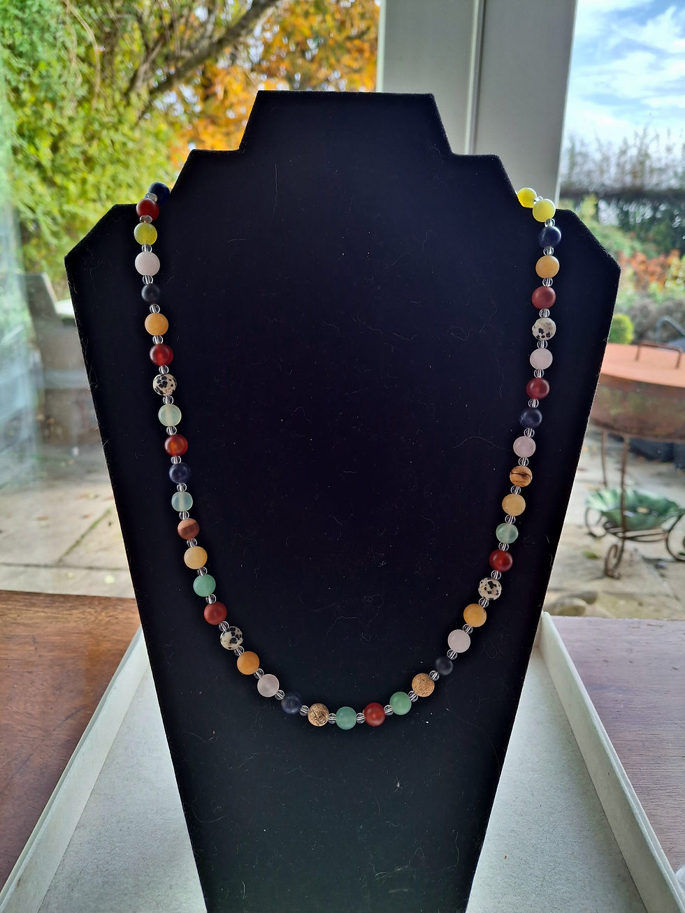 Thumbnail: Agate & Jasper Bead Necklace with Magnetic Clasp