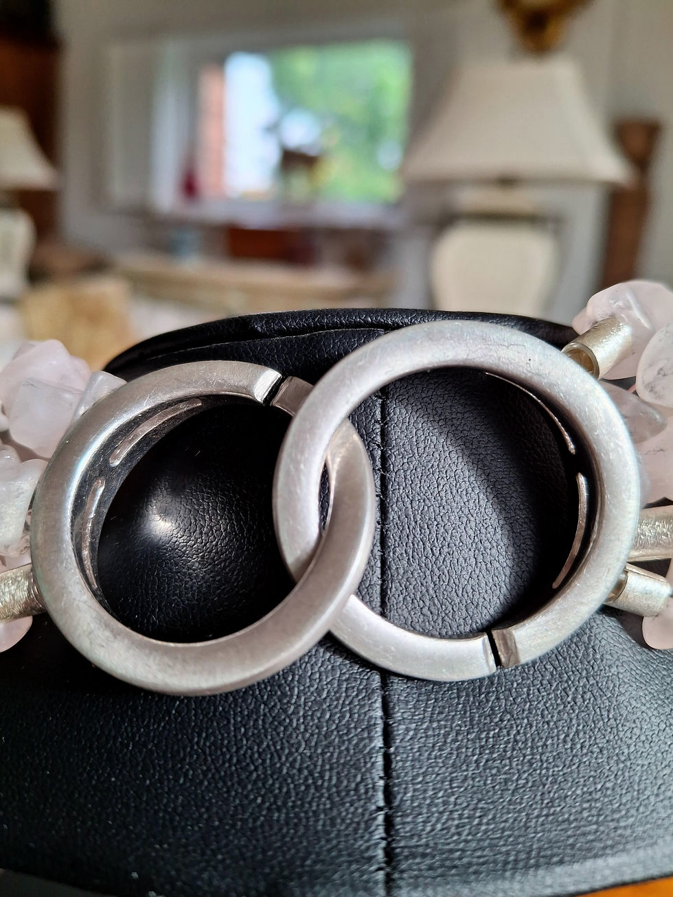 Thumbnail: Multi Strand Frosted Rose Quartz Chips Interspersed with Rock Crystal
