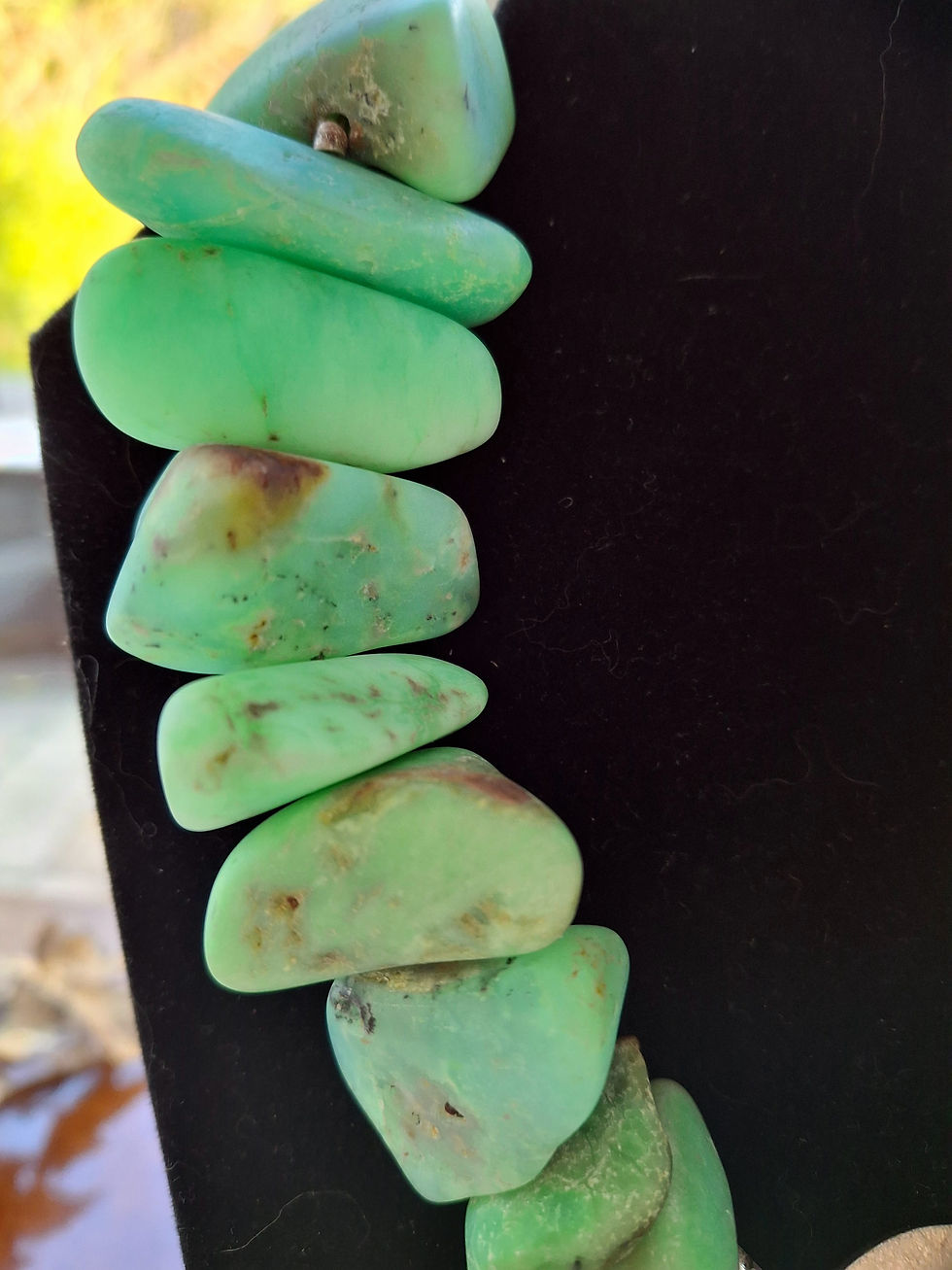 Thumbnail: Chrysoprase Large Unpolished Nuggets with Brushed Sterling Silver Cla