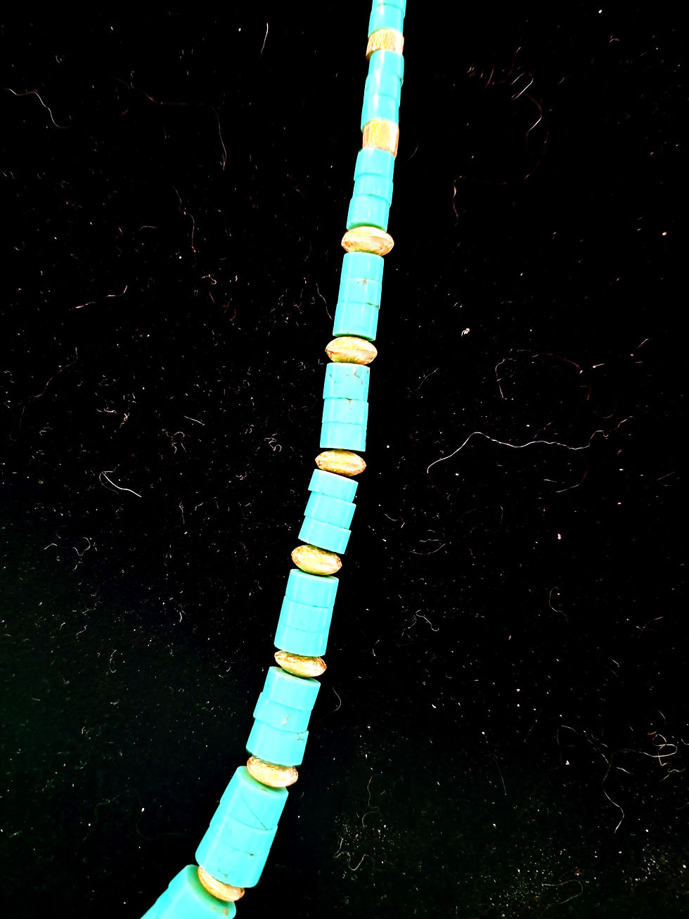 Thumbnail: Small Turquoise Disks with 22K Brushed Gold Plated Sterling Silver Spacers