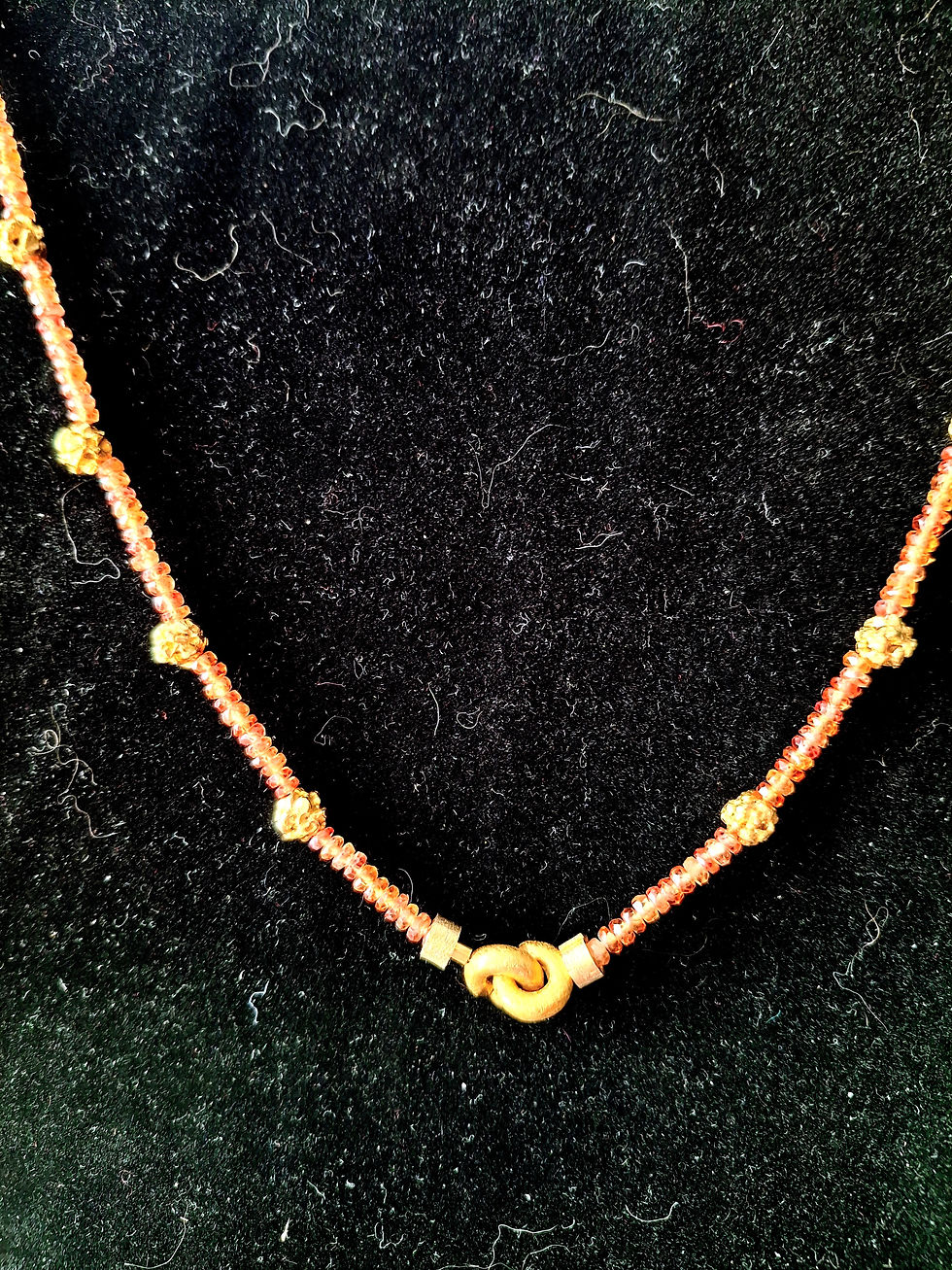 Thumbnail: Amber Coloured Sapphire Beads & 22K Gold Plated Sterling Silver Nuggets
