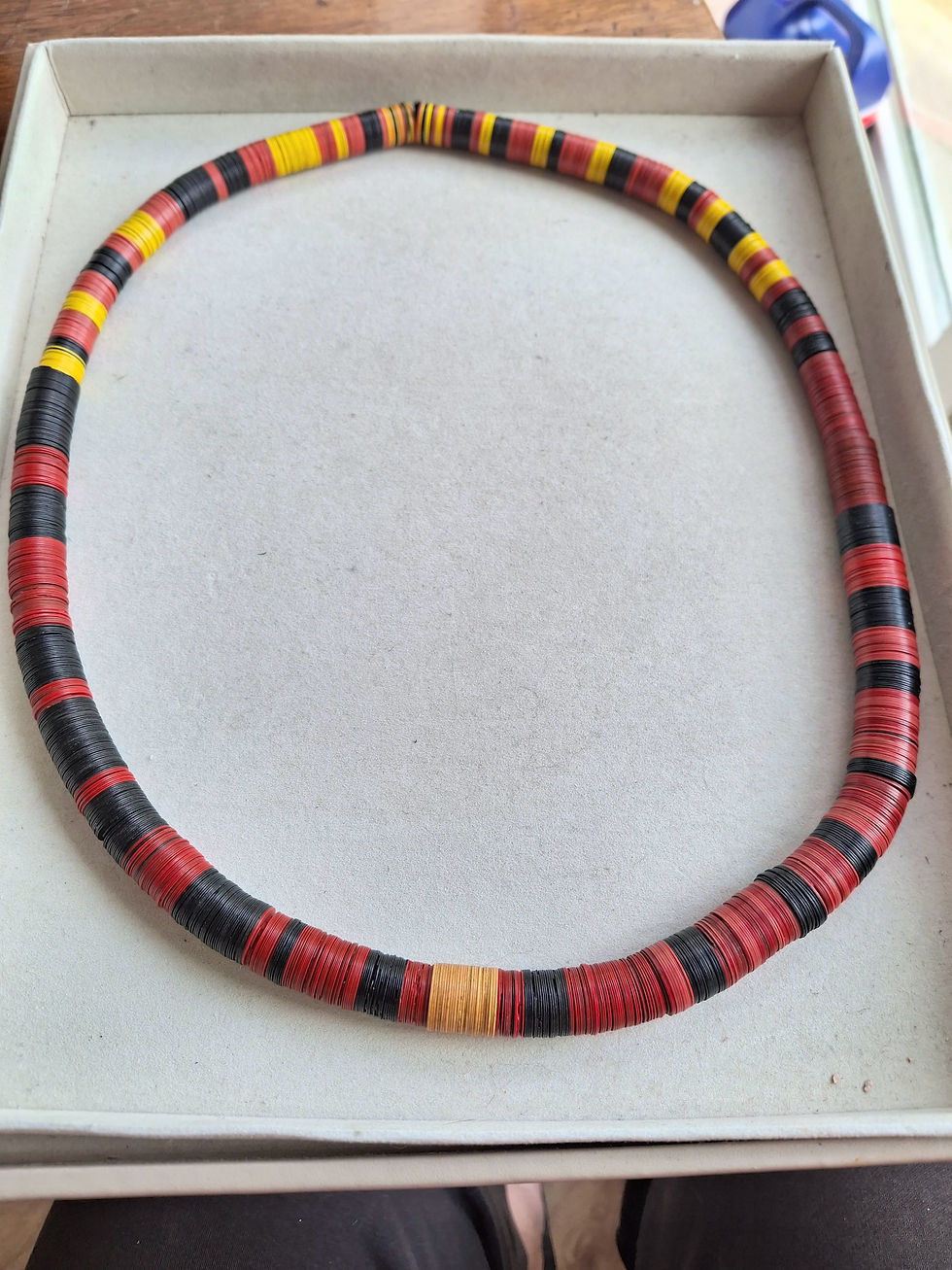 Thumbnail: Long African Ethnic Vinyl Necklace