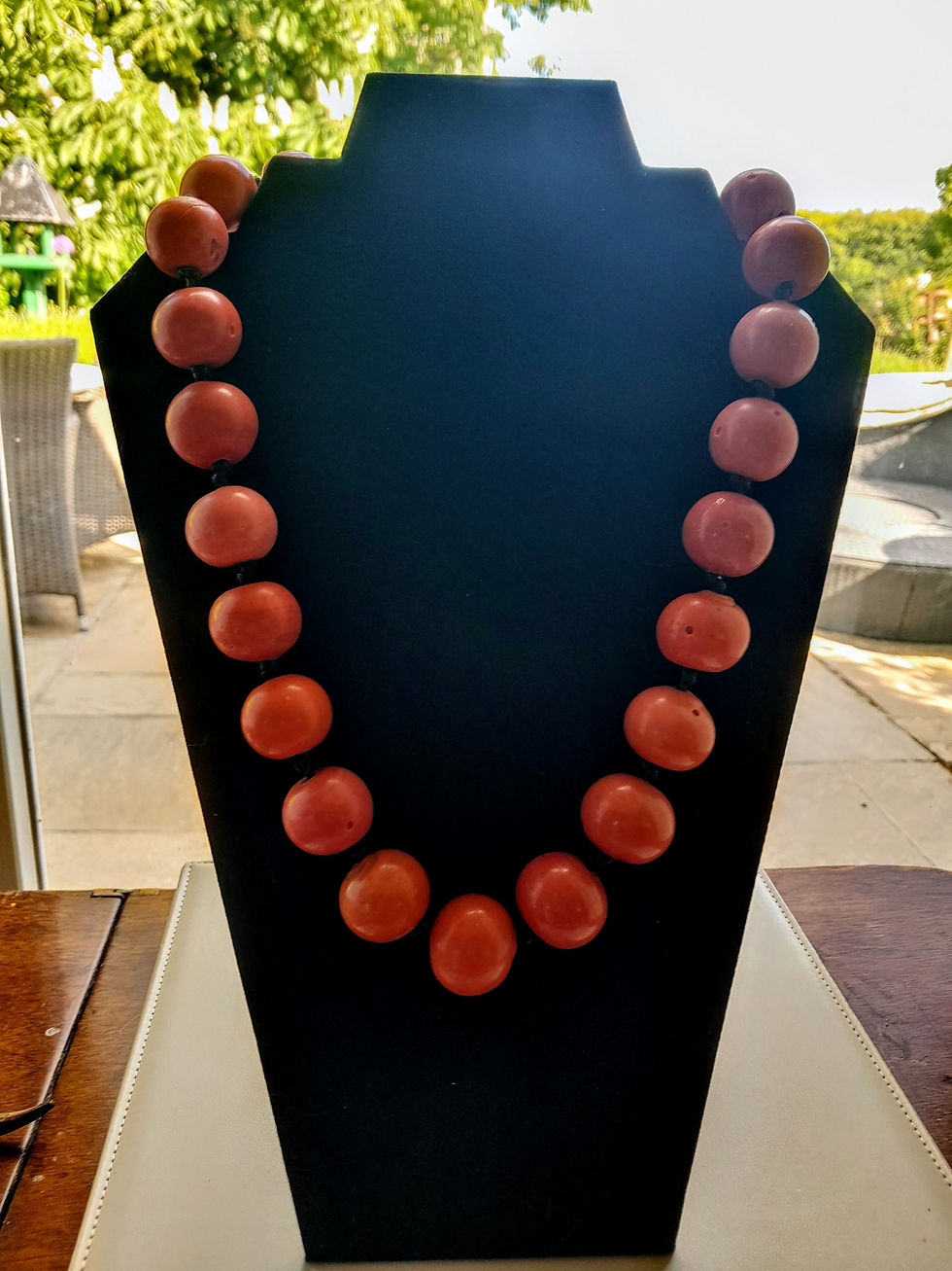 Thumbnail: Ceramic/Glass Coral Coloured Beads.