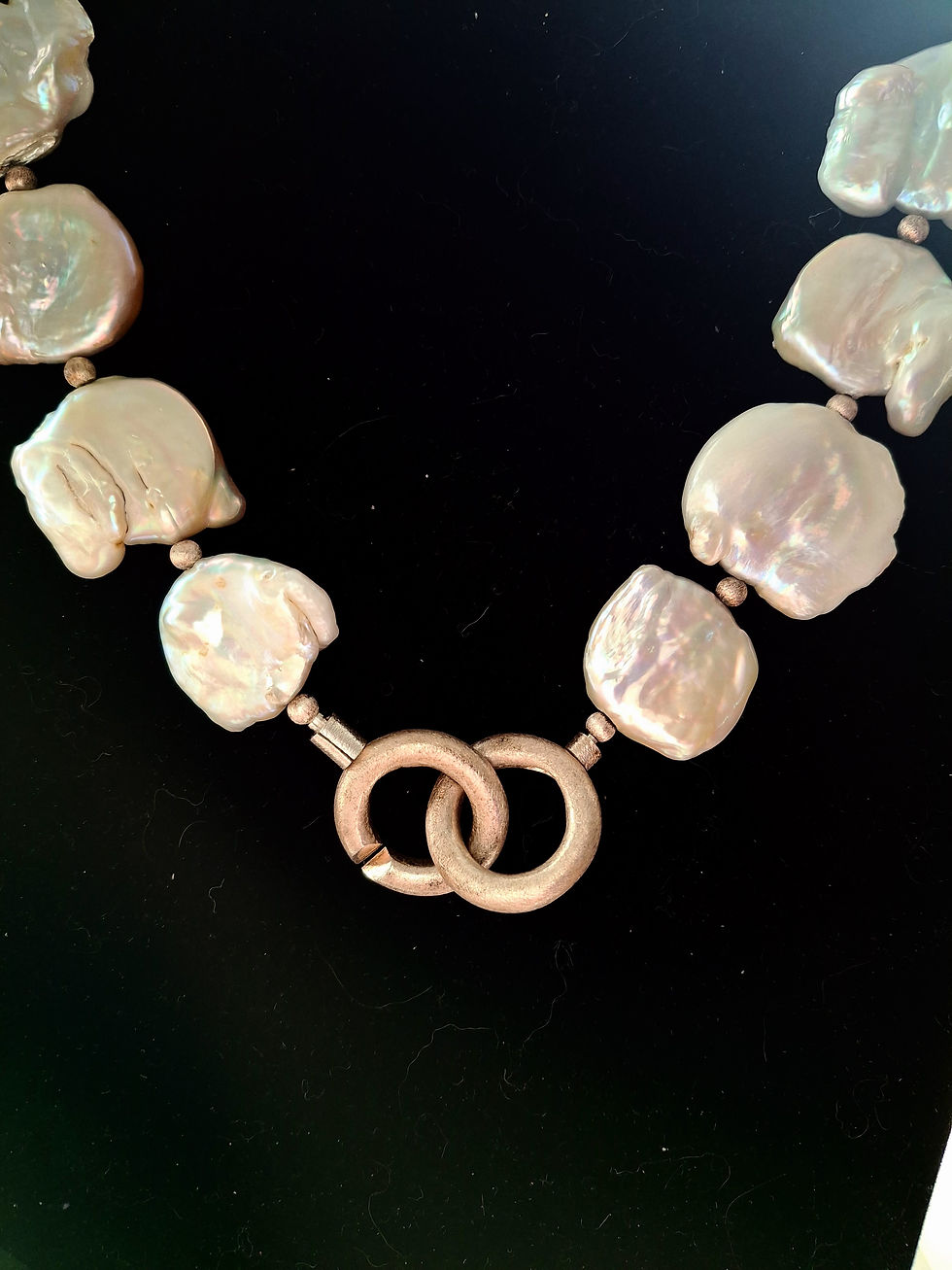 Thumbnail: Large Square  Baroque Freshwater Pearls with Sterling Silver Spacers