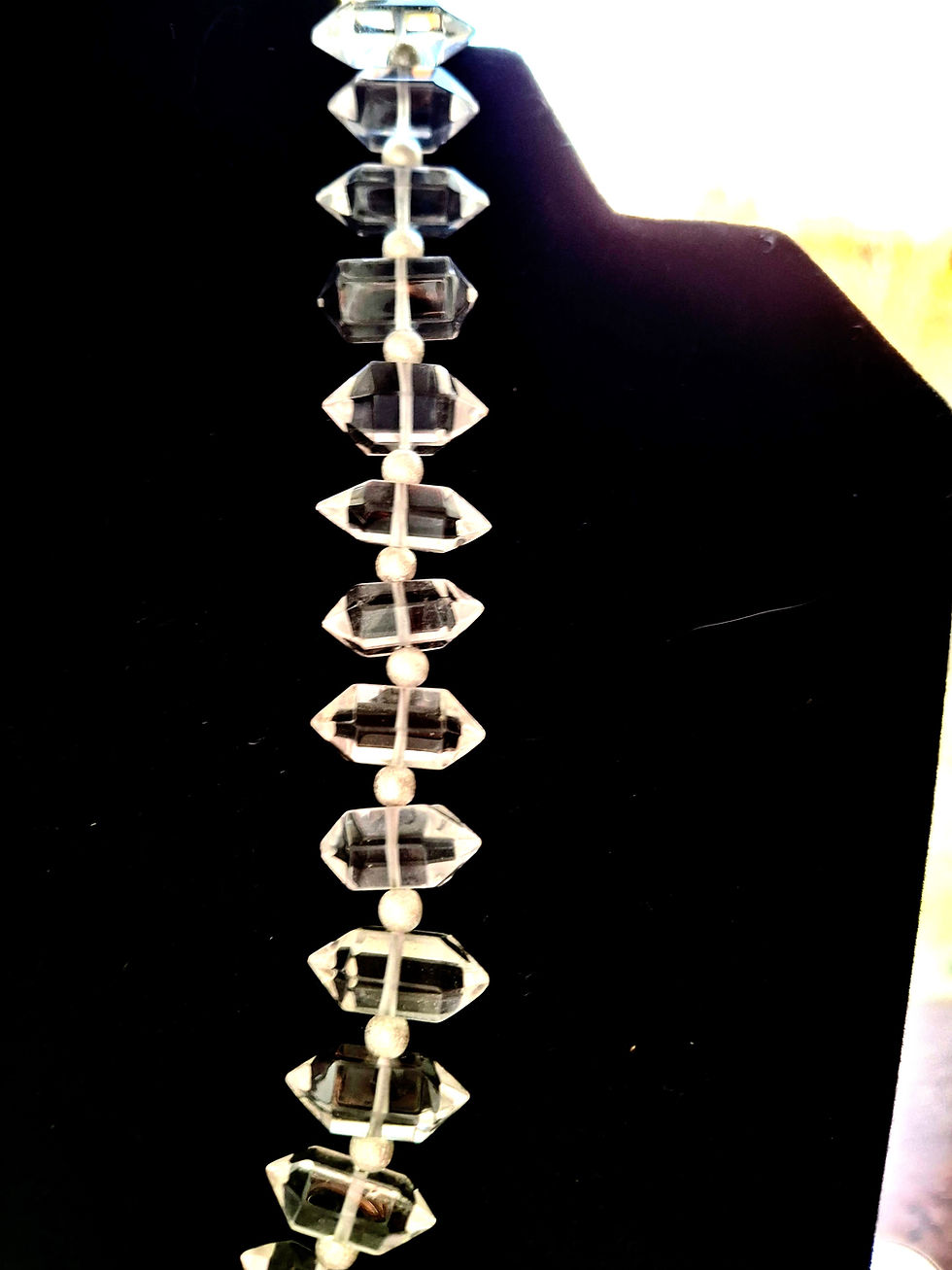 Thumbnail: Herkimer Rock Crystals with Brushed Sterling Silver Spacers