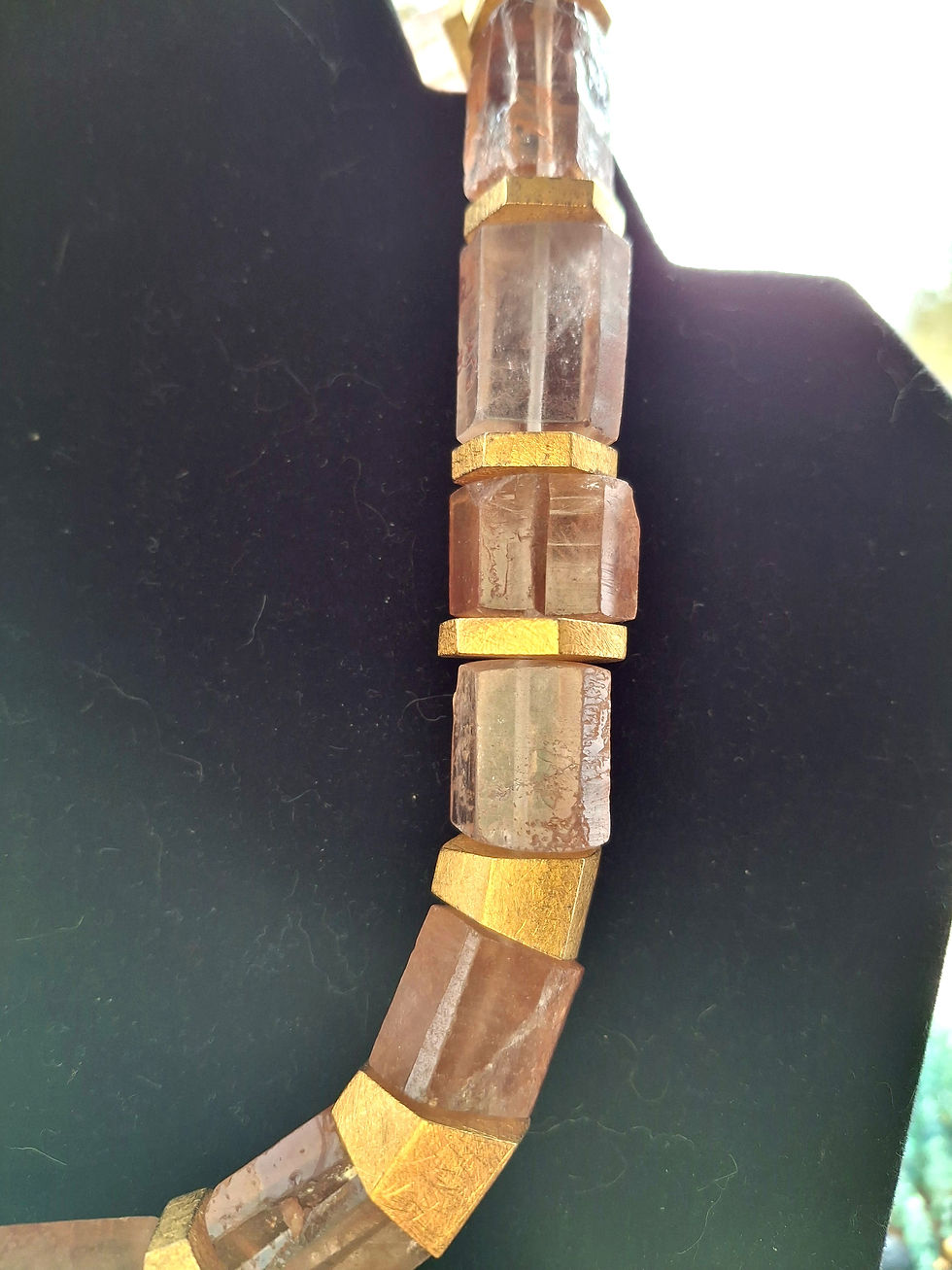Thumbnail: Strawberry Quartz Rough Barrels with 22K Gold Plated Sterling Silver