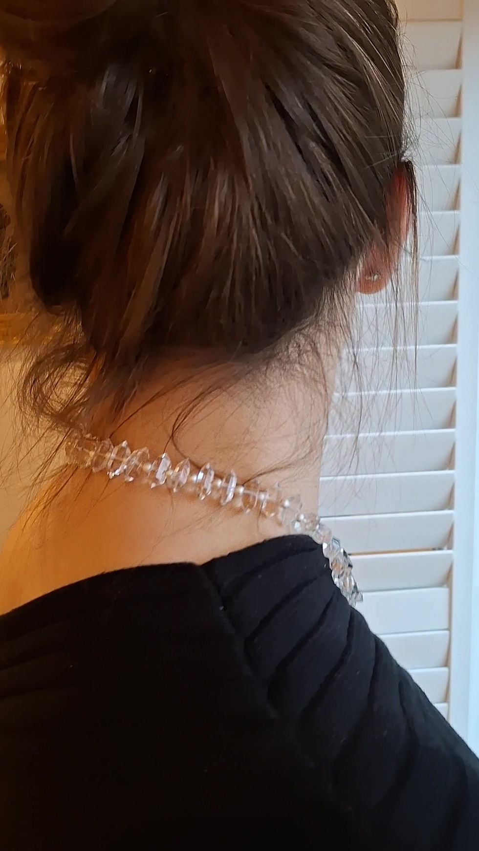 Thumbnail: Herkimer Rock Crystals with Brushed Sterling Silver Spacers