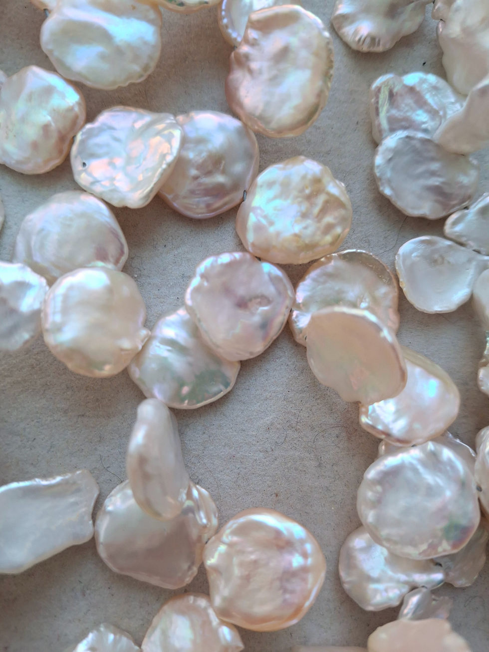 Thumbnail: 2 Strand Peach & White Keshi Petal Pearls with Sterling Silver Designer Clasp