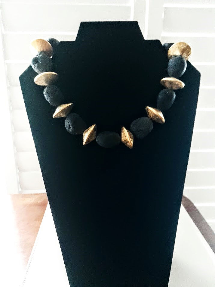 Thumbnail: Black Tourmaline Unpolished Nuggets with 22K Brushed Gold Plate