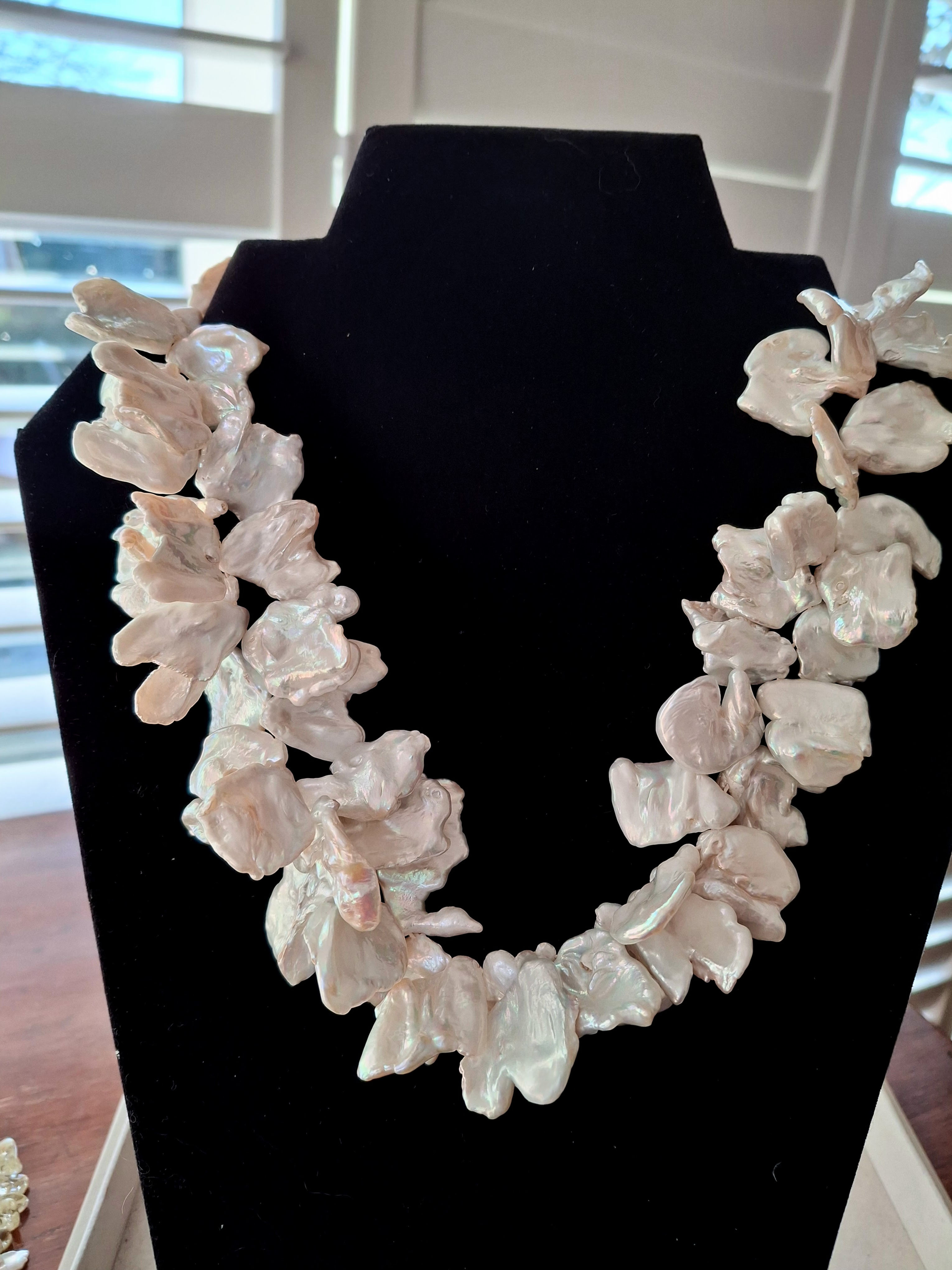 Large White Angels Wings Keshi Freshwater Pearls with Sterling Silver Clasp