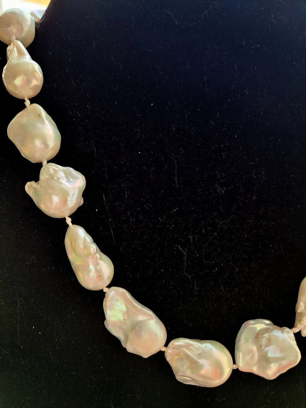 Thumbnail: White Baroque Fireball Pearls with Sterling Silver Designer Clasp