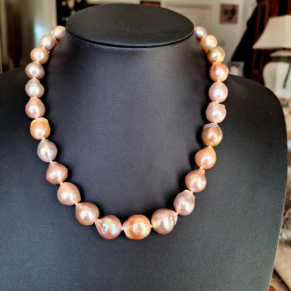 Thumbnail: Multi-Coloured Pink Pewter Metallic Baroque Graduated Pearls