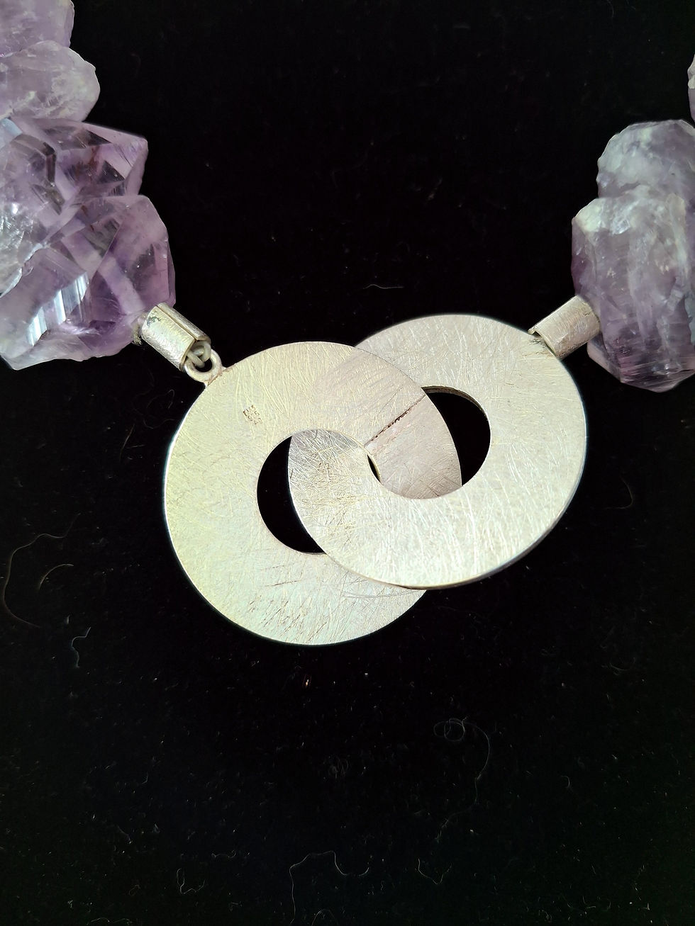 Thumbnail: Amethyst Polished Crystals with Brushed Sterling Silver Designer Clasp