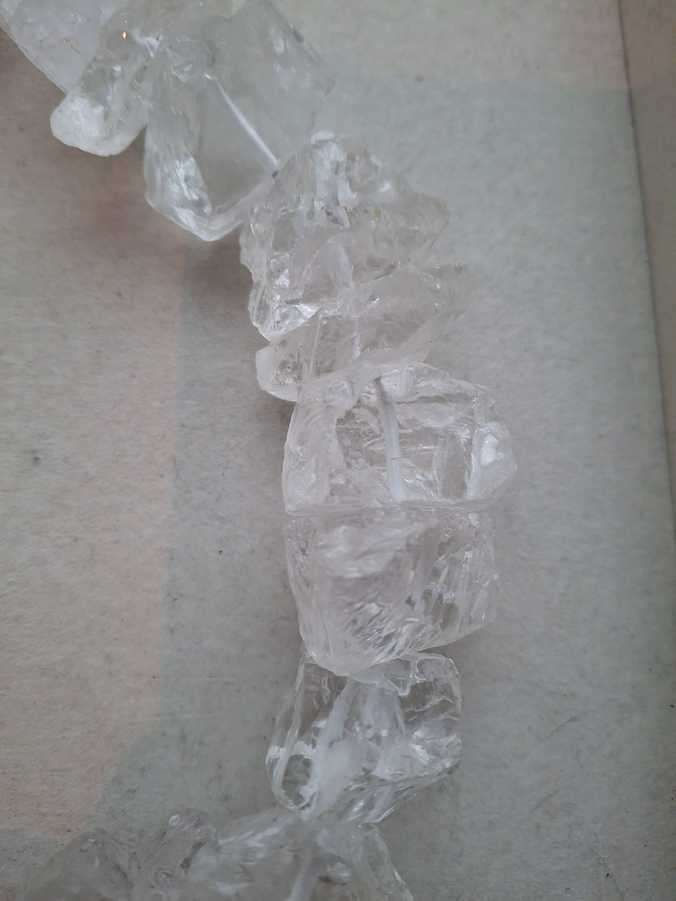 Thumbnail: Rock Crystal Large Unpolished Nuggets with  Sterling Silver Clasp - length 46cm