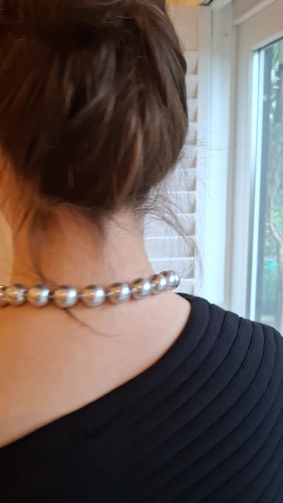 Thumbnail: Large 16mm Light Silver Grey Shell Pearls with Gilt Magnetic Clasp