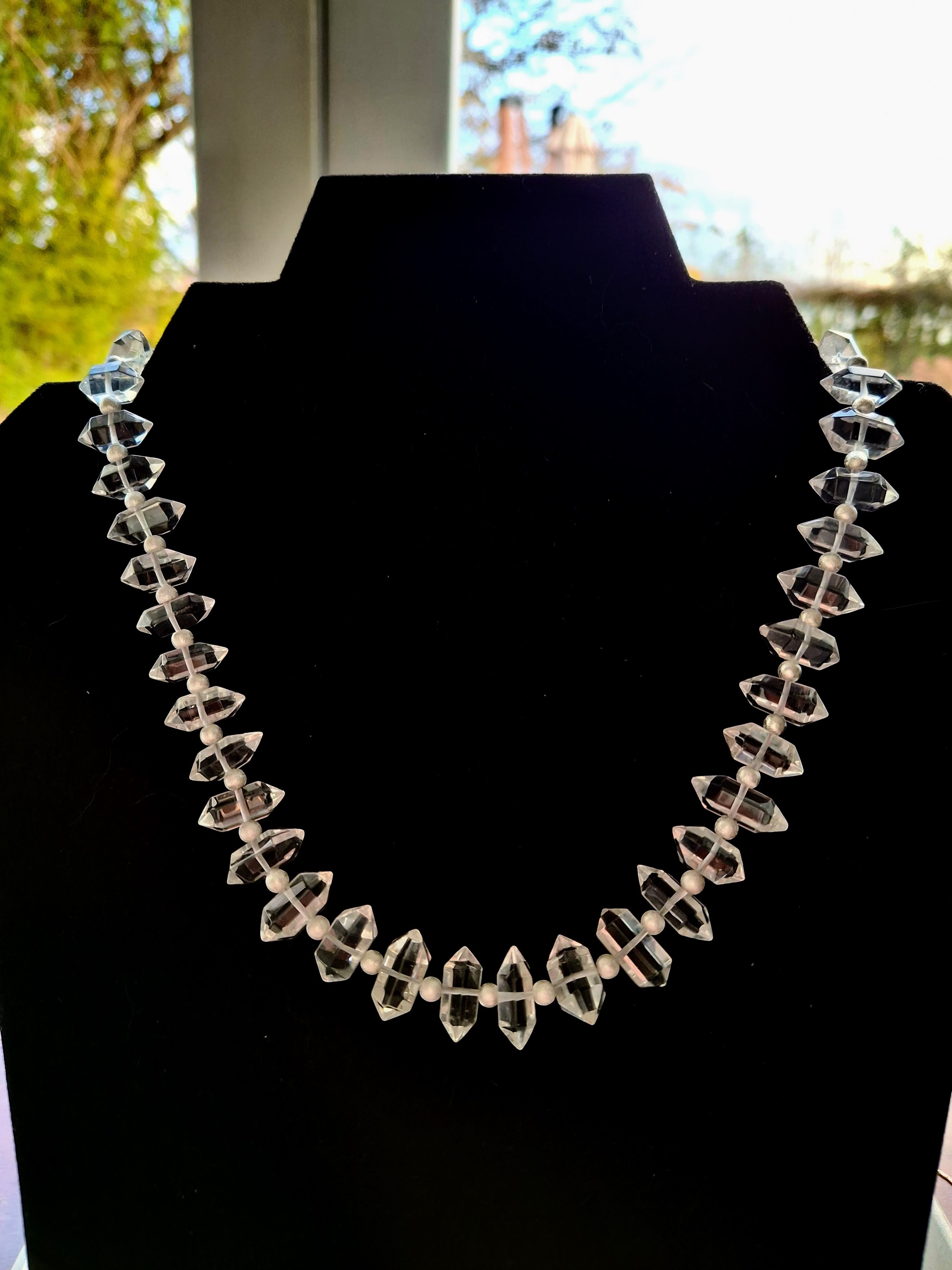 Herkimer Rock Crystals with Brushed Sterling Silver Spacers