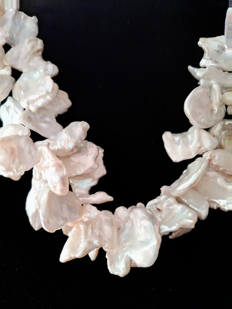 Thumbnail: Large White Angels Wings Keshi Freshwater Pearls with Sterling Silver Clasp