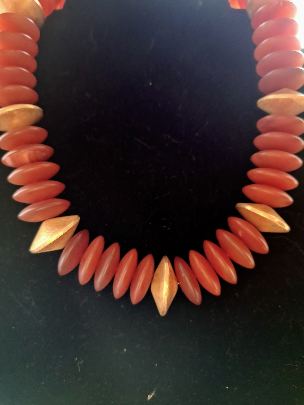 Thumbnail: Carnelian Disks with 22K Gold Plated Sterling Silver Spacers & Designer Cla