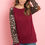 Thumbnail: Red Leopard Sleeve Sweater Front View
