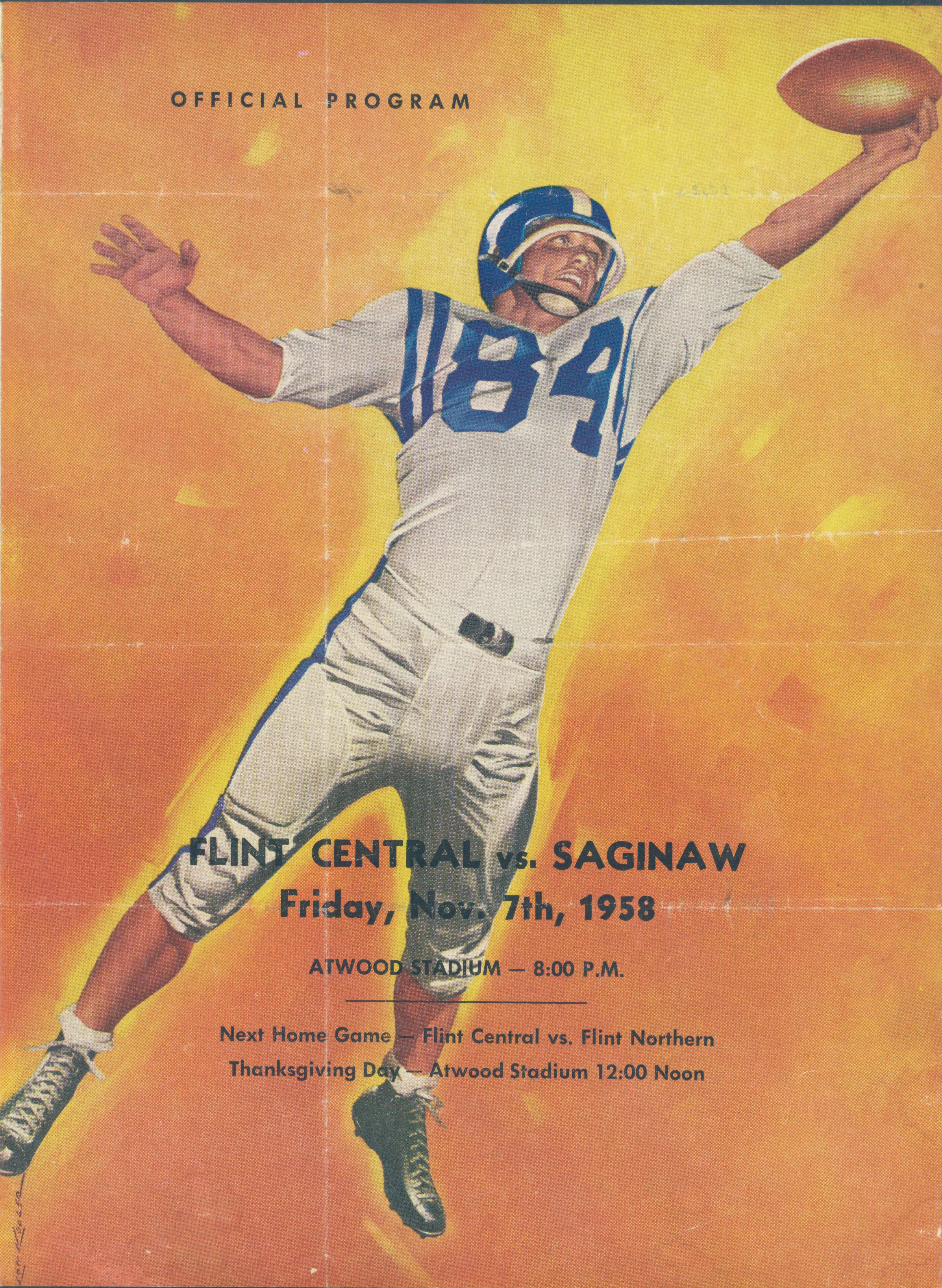 1958 Central vs Saginaw Football Program