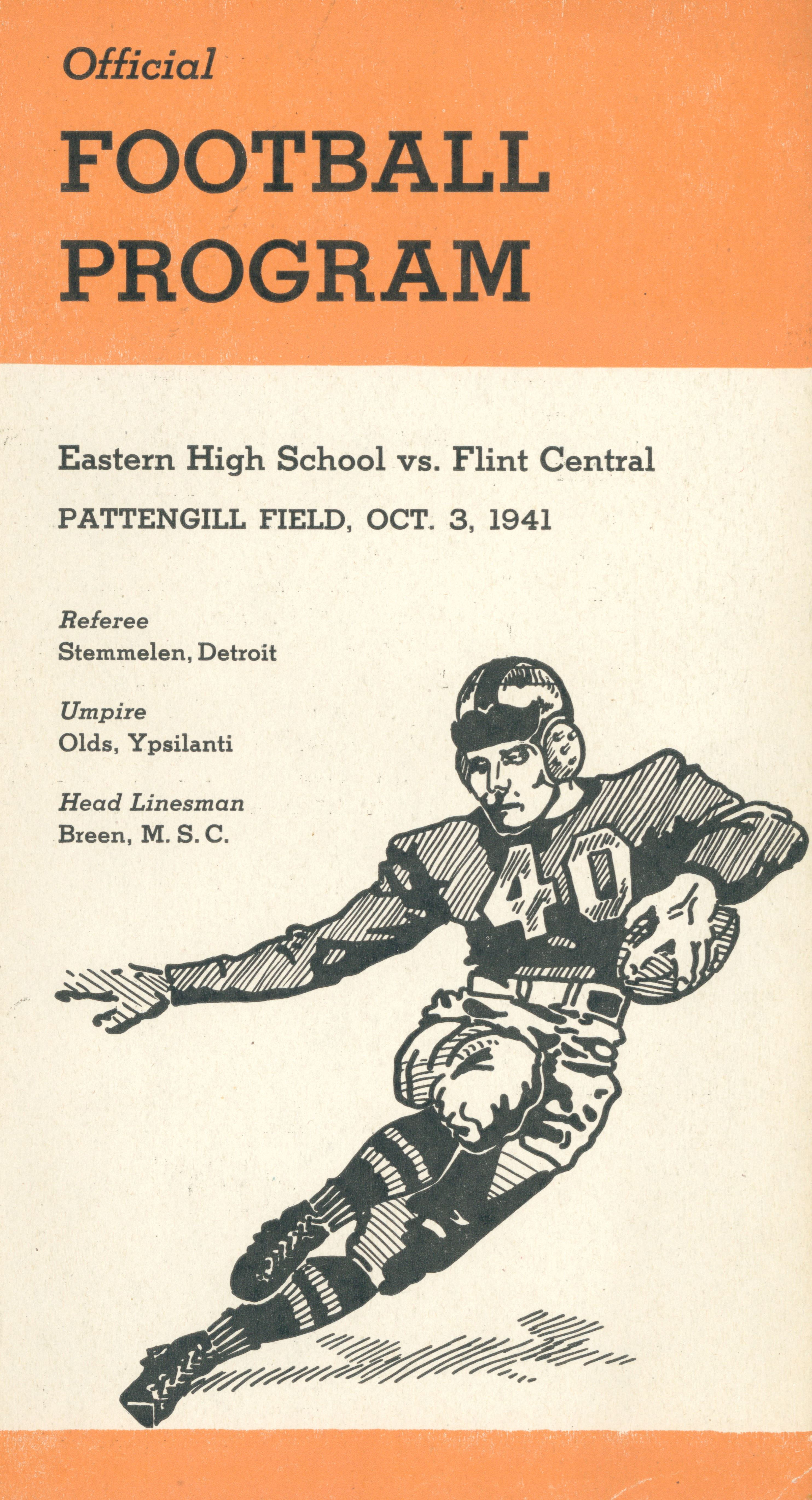 1941 Central vs Lansing Eastern Football Program