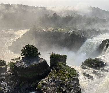Mist rising over a waterfall