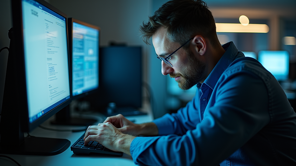Eye-level view of a technician repairing a desktop computer