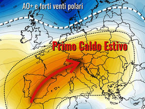 Rapida risalita dell’indice AO (Oscillazione Artica) e primo caldo estivo sull’Europa