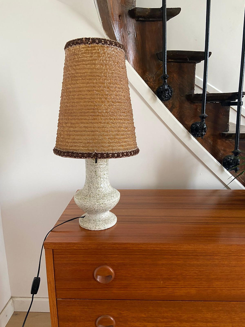 Miniature : Lampe Accolay avec abat-jour résine d'origine 60/70s