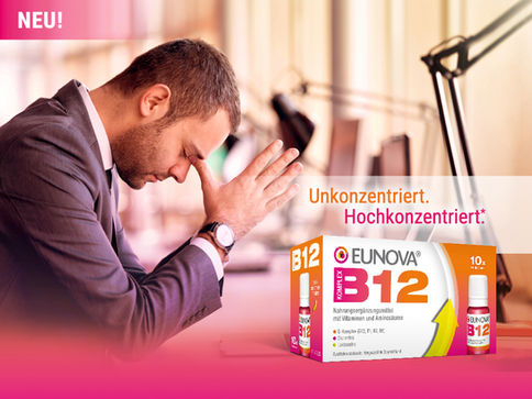 Visual "Arbeitsstress". Teil der Kampagne "Unkonzentriert. Hochkonzentriert." für Eunova® B12.