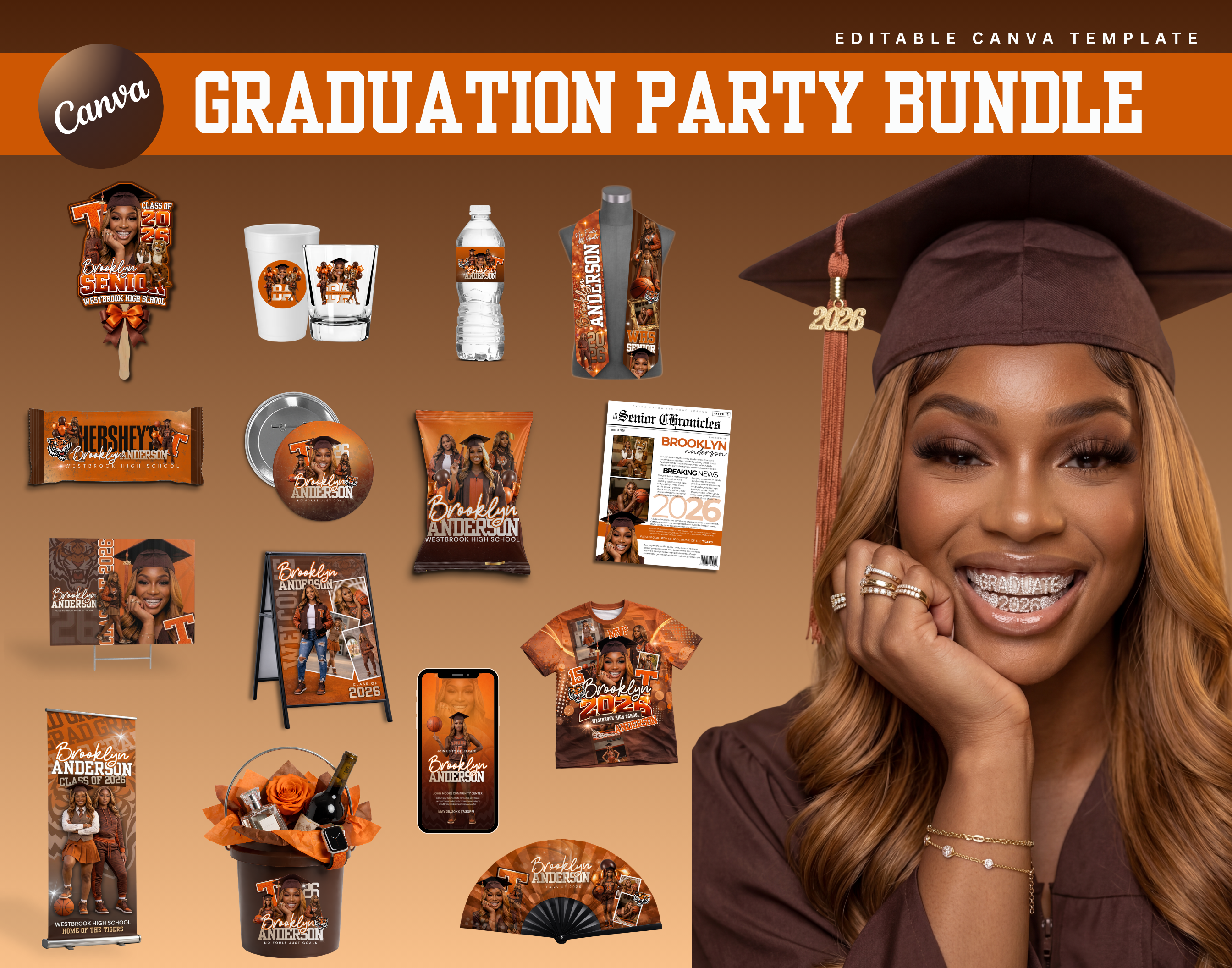 Graduation Party Bundle Template: Orange