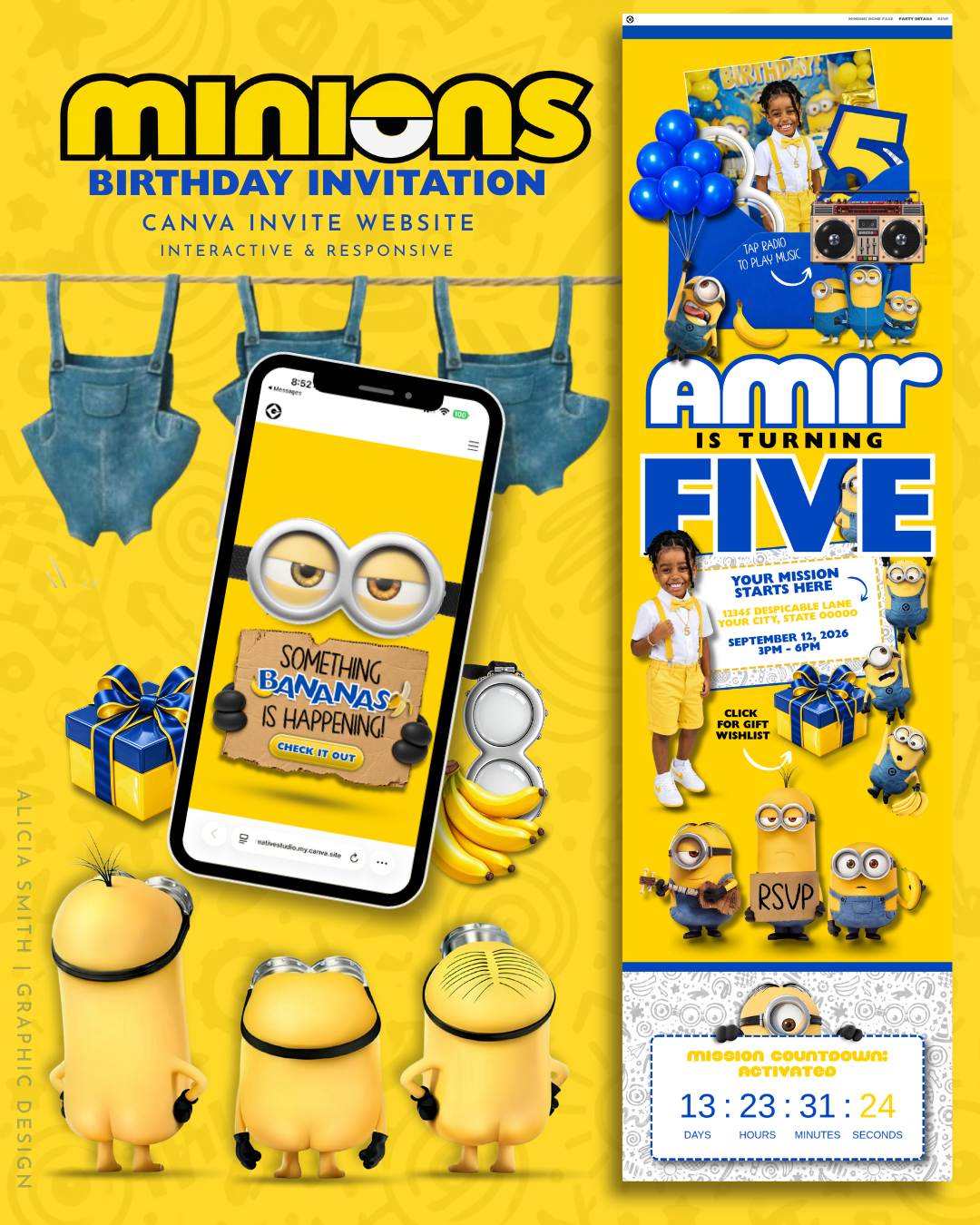 Minions Birthday Website Invitation | Interactive Canva