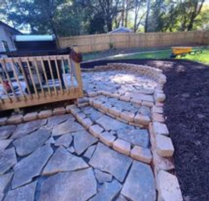 Residential Flagstone Patio and Block Installation