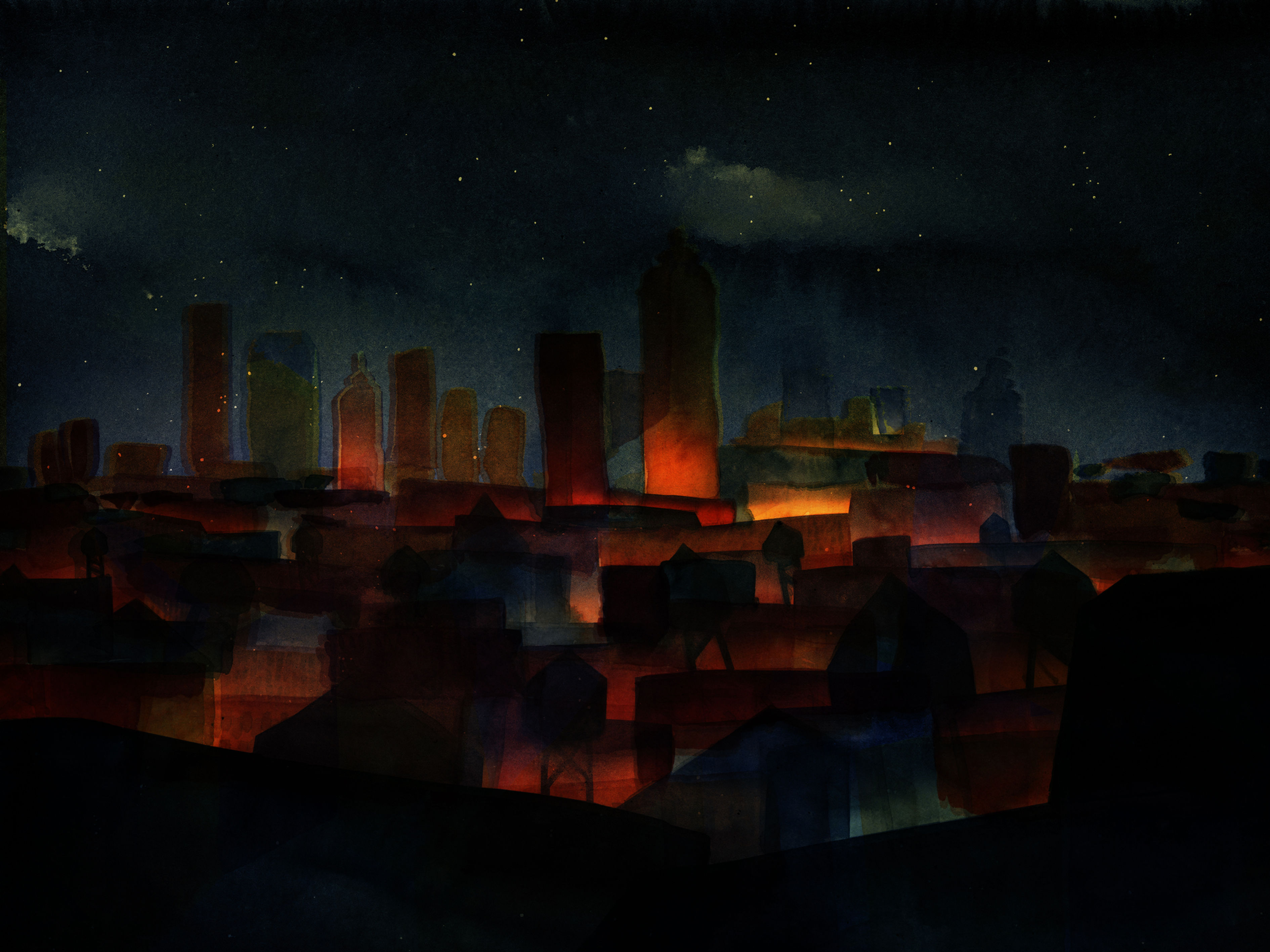 Toits de New-York la nuit