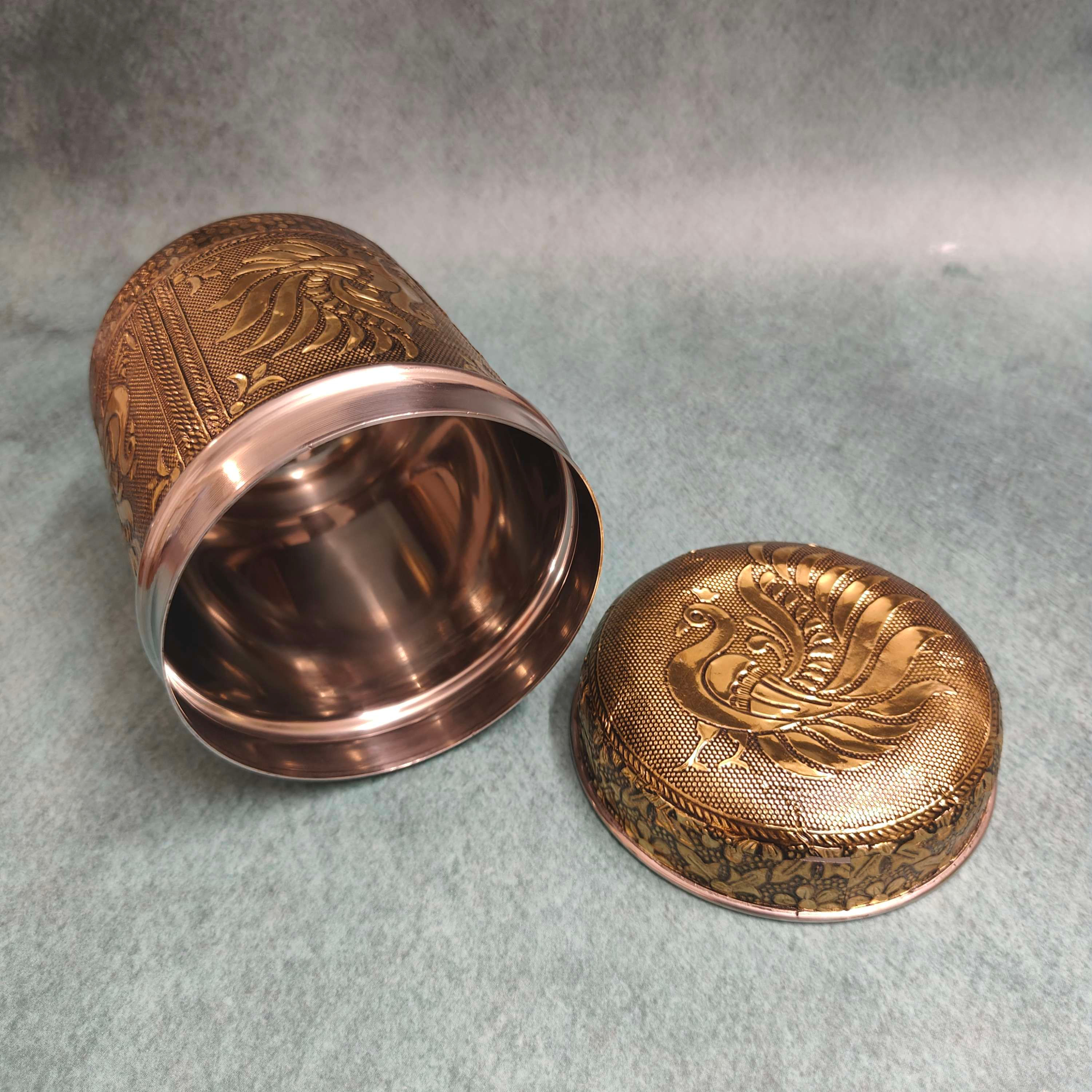 Meenakari Stainless Steel Storage Box  (900ml) oxidised Design 