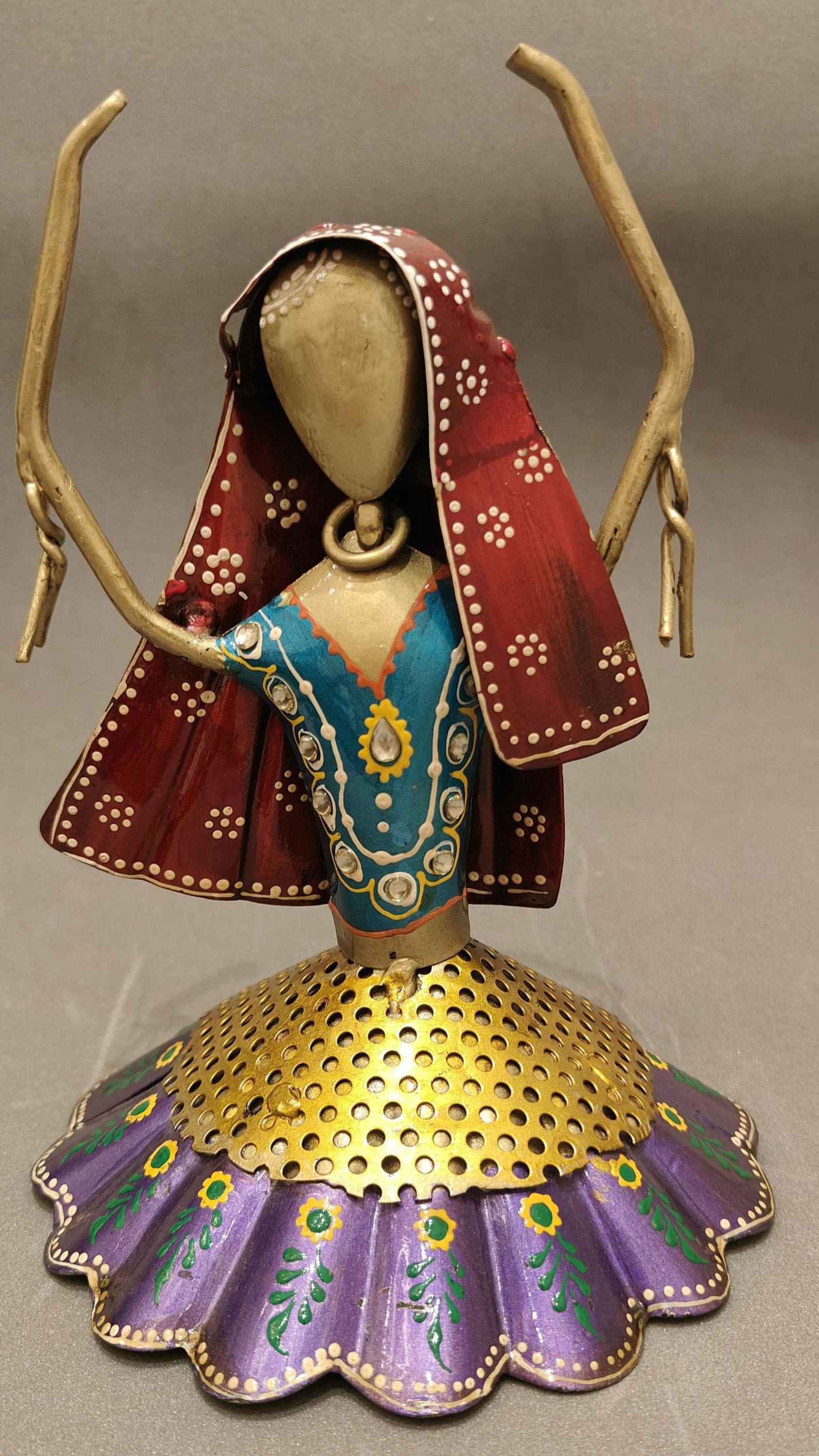  Metal Dancing Doll- Purple Skirt Table Decor 