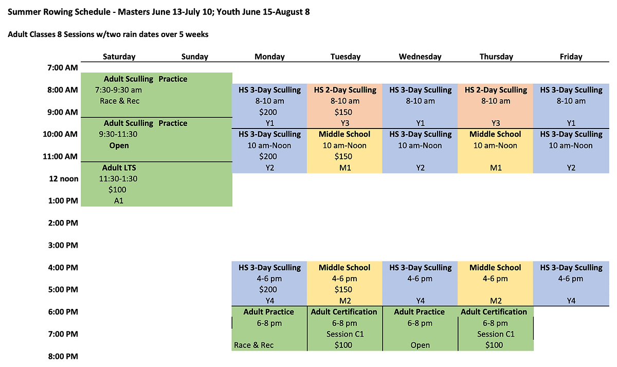 Programs Offered Wmsbrg Boat Club