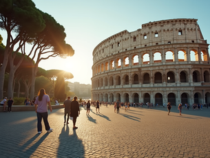Tourists exploring the Colosseum in Rome