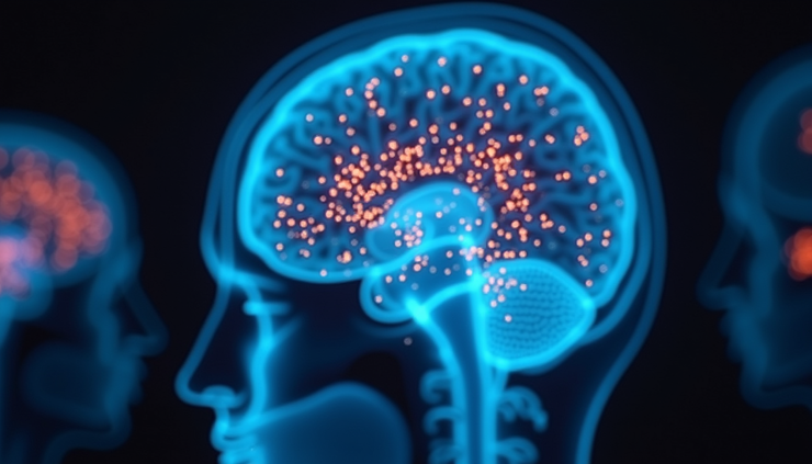Close-up view of a brain scan highlighting neural activity during sleep