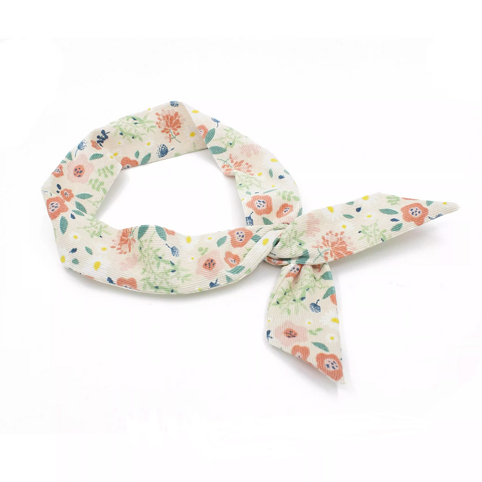 Thumbnail: Extra Long Wide Wired Corduroy Floral Headband