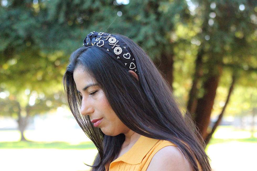 Thumbnail: XOXO And Heart Beaded Handmade Knot Headband
