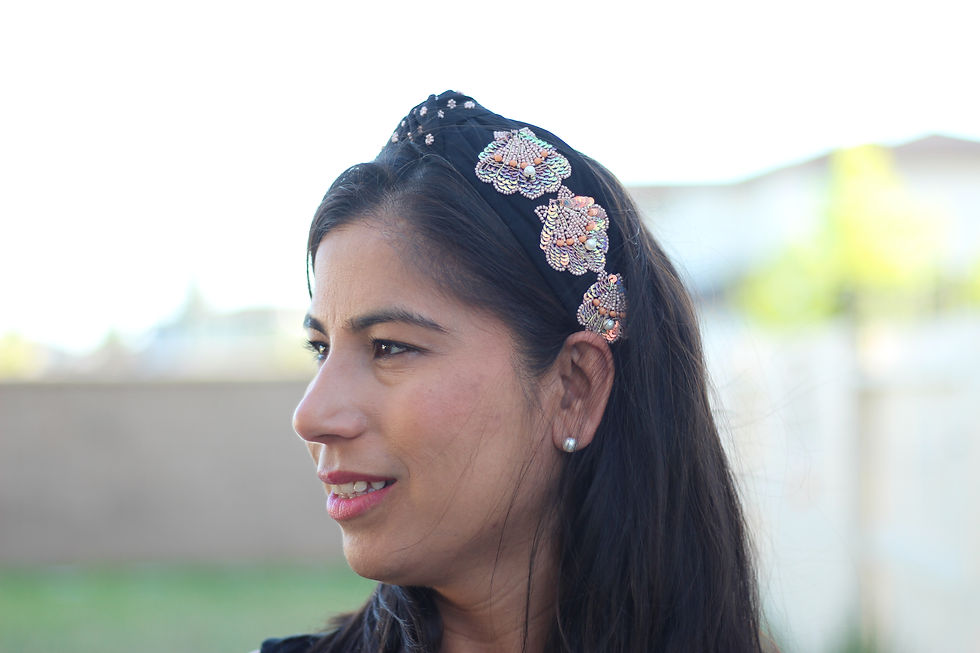 Thumbnail: Thanksgiving Turkey with Beads and Sequins Handmade knot Headband