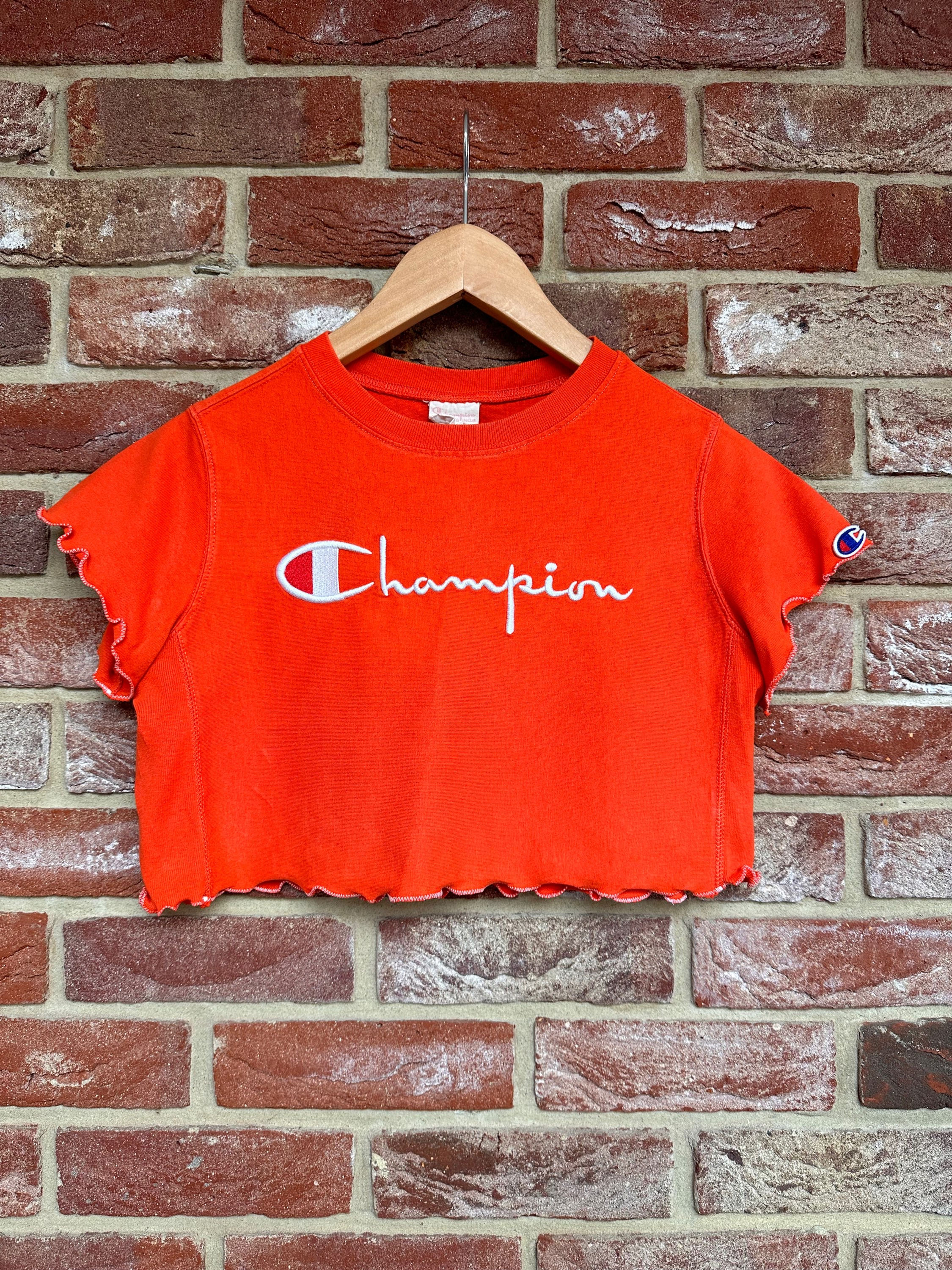 Champion Crop T Shirt Rework ~ Lettuce Hem