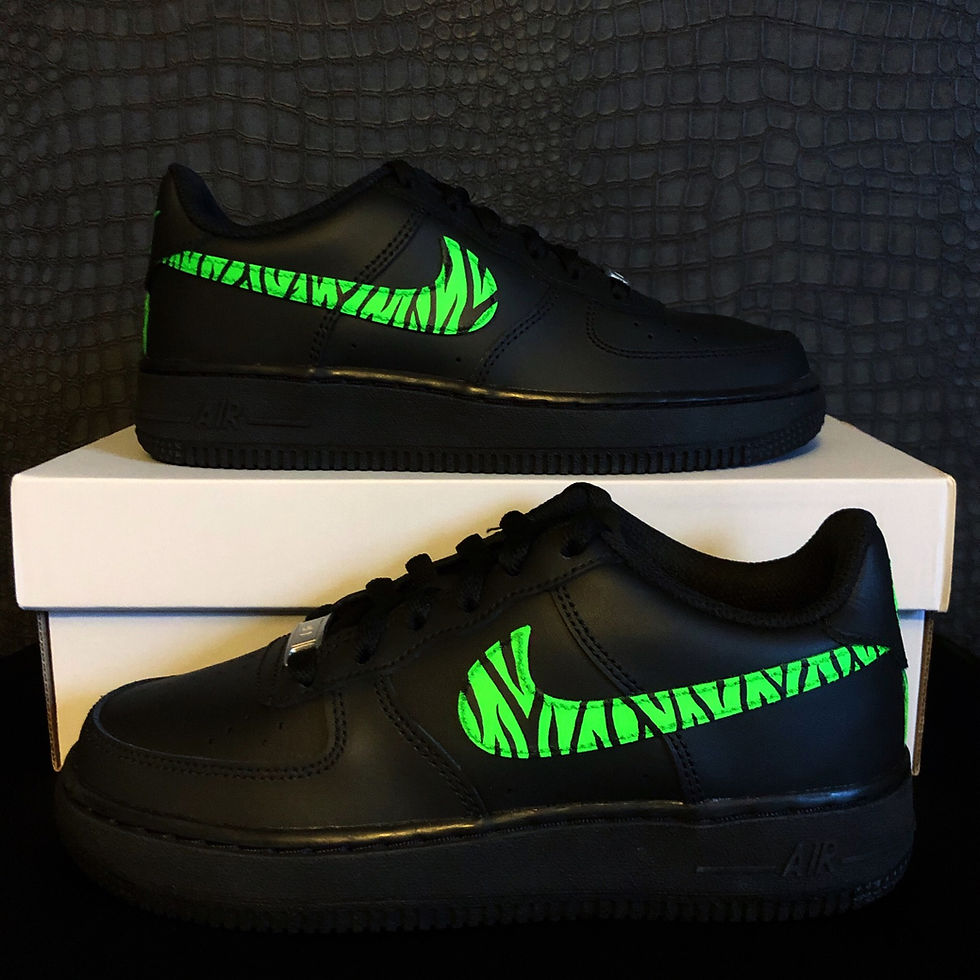 Thumbnail: Neon Green Zebraz ~ Custom Air Force 1 Junior