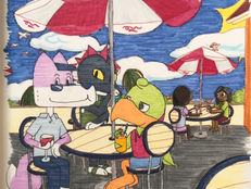 The Tydev Trio is chilling at a café