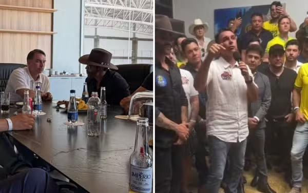 Flávio Bolsonaro se encontra com Gusttavo Lima e outros cantores sertanejos em Goiás