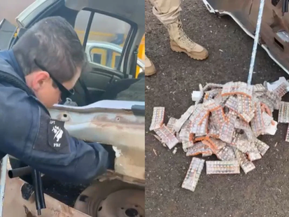 PRF encontra carga milionária de remédios para emagrecimento escondida em carro na BR-153