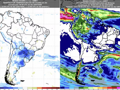 Frio intenso, geada no Sul e chuva no Sudeste marcam o início da semana